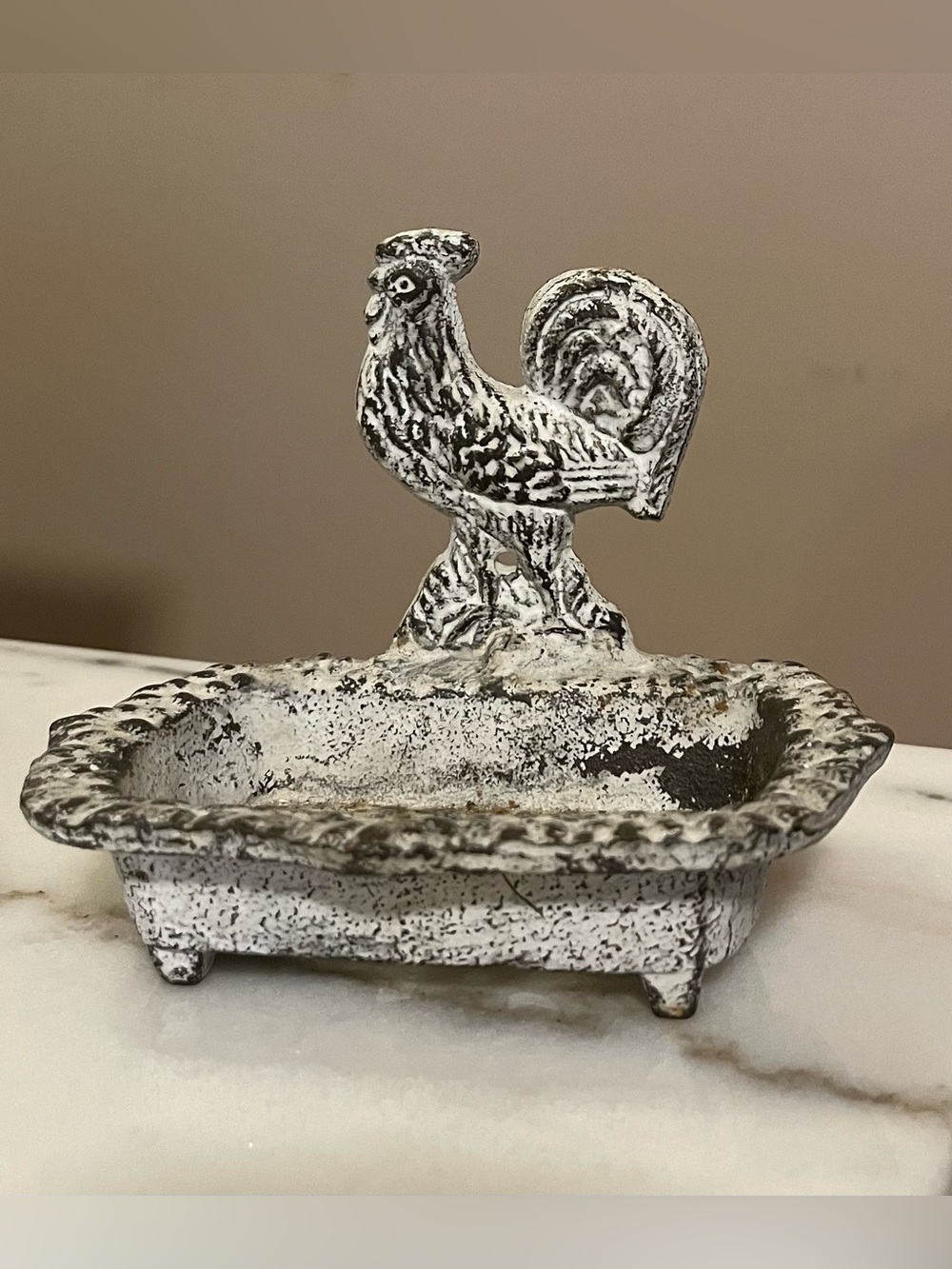 Cast iron rooster soap dish/sponge holder